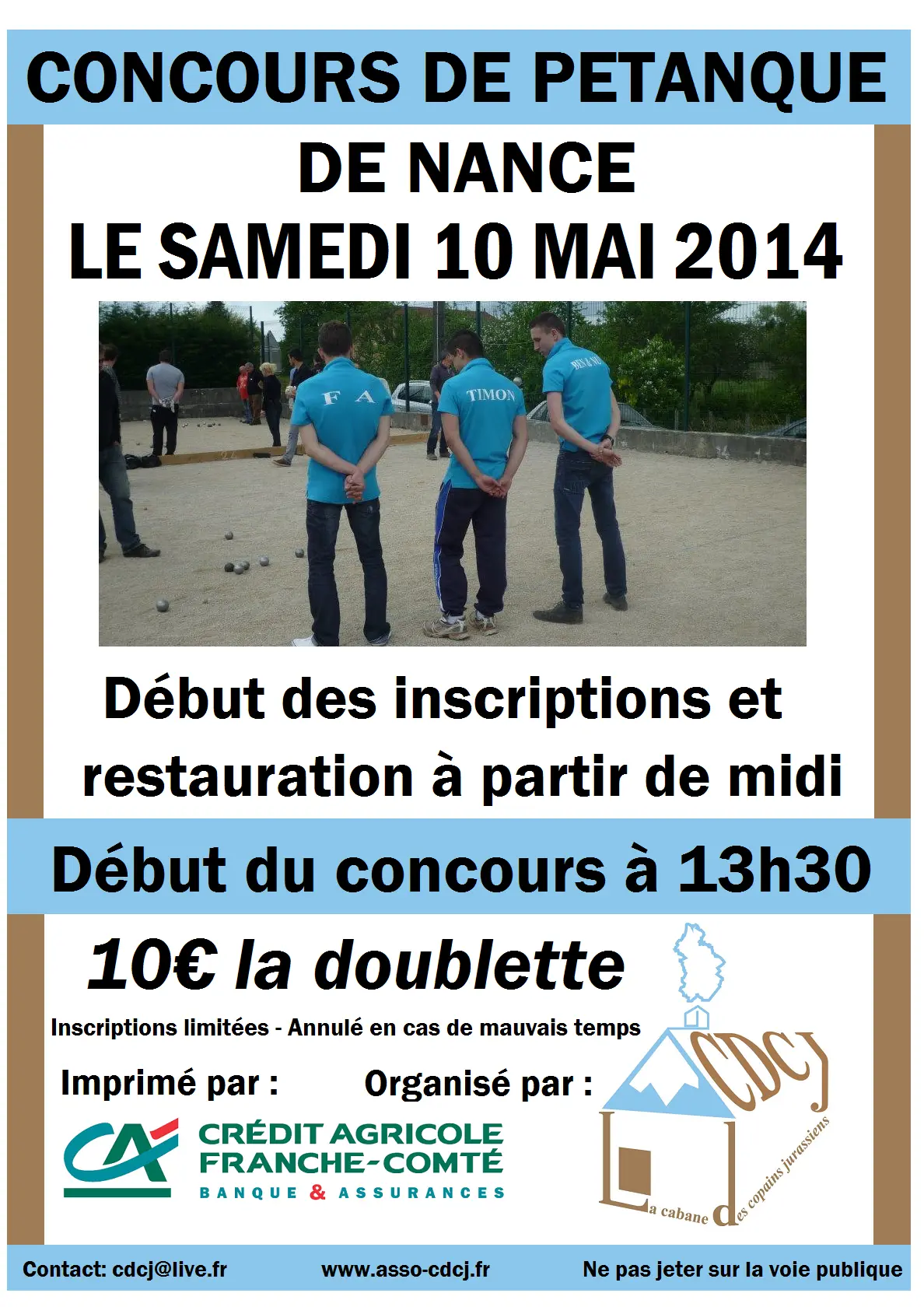 Concours de pétanque, 10 mai 2014