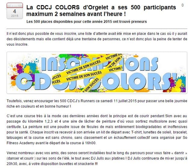 Annonce CDCJ Colors ter